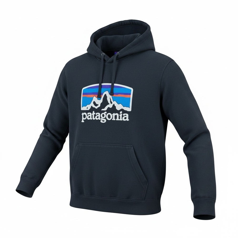 Patagonia‎ Uprisal Hoody Mens XS Black Fitz Roy Logo Pullover Hoodie 39621